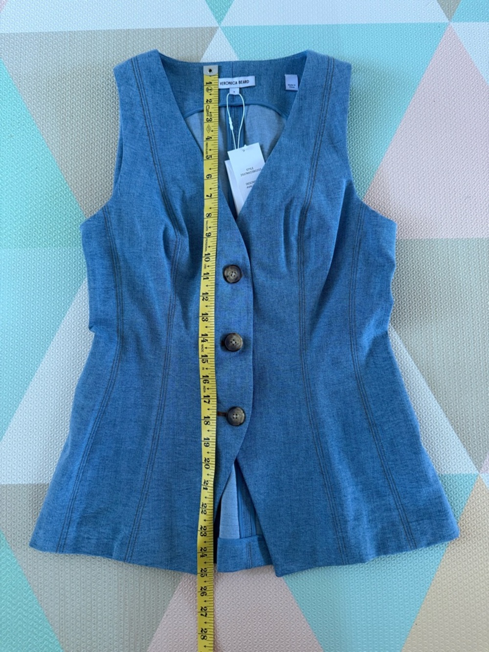 Veronica Beard Alvina Denim Vest NWT Size 6 in Blue Mirage - Picture 7 of 13